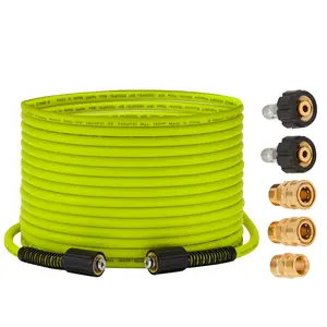 M MINGLE Pressure Washer Hose 100 FT x 1/4" - Replacement Power Wash Hose with Quick Connect Kits - High Pressure Hose with M22 14mm Fittings - 3600PSI