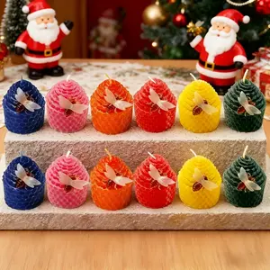 12PCS Christmas candle gift box, premium aromatherapy candles, Christmas and Thanksgiving gifts, festive atmosphere decoration candles, bee shaped candles, Ornaments, Holiday Gift, Decorative
