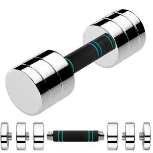 TLGREEN 1pc Adjustable Steel Dumbbell, 5/10/15lb Free Weights Set with Non-Slip, Comfortable Foam Handle,Ideal for Home Gym and Office Exercises,single，perfect for gift