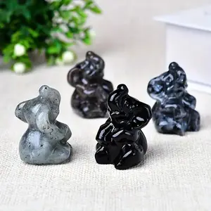 Elephant Shaped Crystal Ornament, Crystal Carvings, 1 Count Carved Animal Statue, Desktop Decoration for Home Office, Gift for Friends & Family, Crystal Design