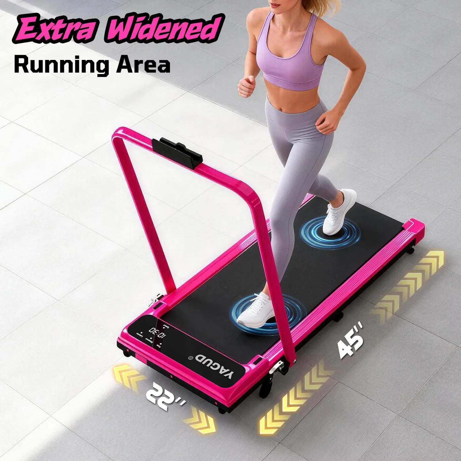【Upgraded Version】SUMMERWINS Yagud Walking Pad with Wheels,Remote Control, LED Display, Portable Under Desk Treadmill for Small Spaces, Home/Office Exercise Equipment Fitness Workout Calories