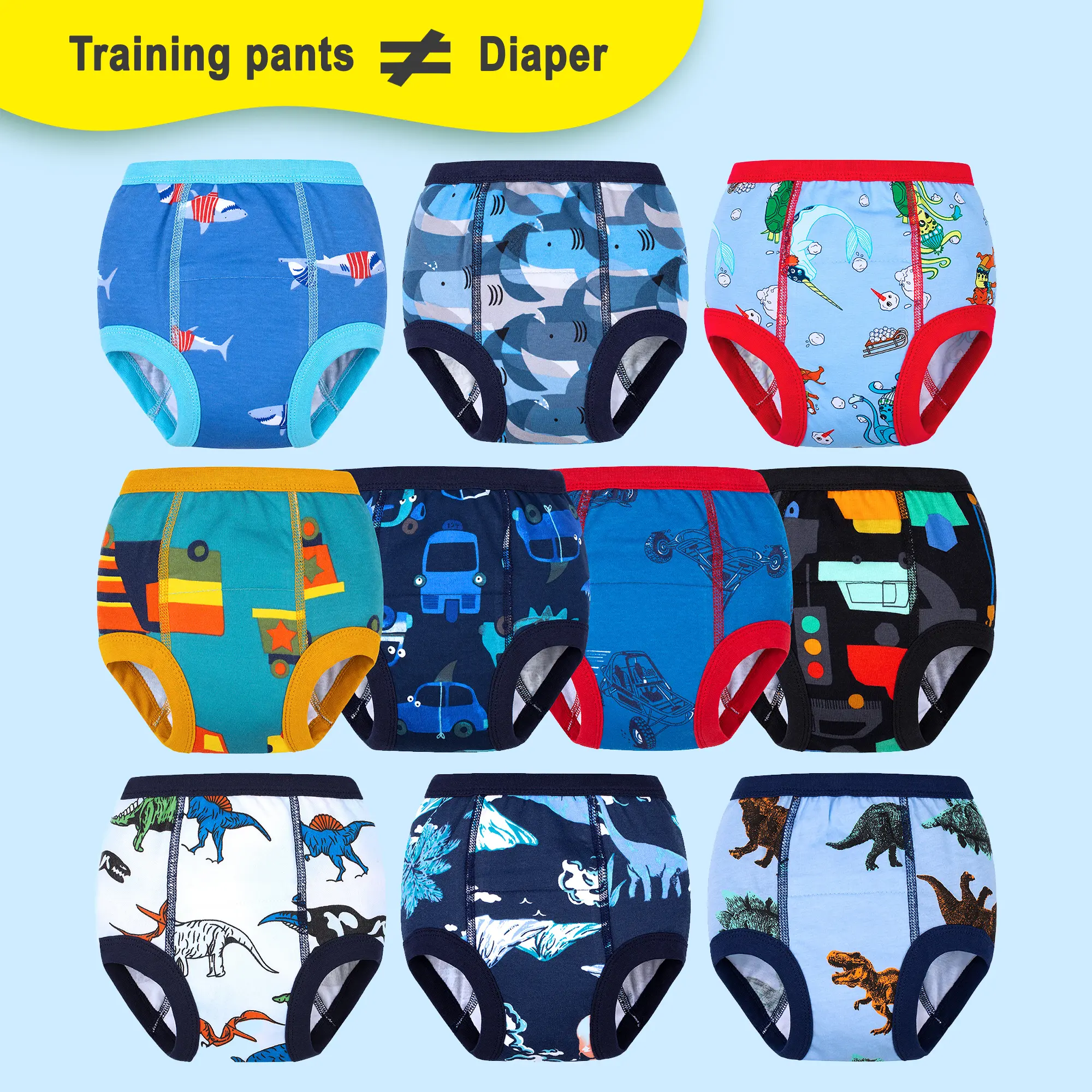 Big Elephant Toddler Training Underwear, 100% Cotton Light-Absorbent Potty Training Pants for Boys & Girls, 6-Pack & 10-Pack Options, 12M-10Y Kids' Underwear