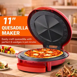 11 Inch Electric Quesadilla Maker | Non-Stick Plates, Quesadilla Machine for 6 Perfect Wedges, Easy To Clean & Cooks In Minutes, Tortilla, Grilled Cheese - Snack Press, Compact Family Kitchen Appliance, Red - Vivicreate