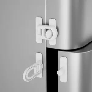 2 Pack Child Proof Refrigerator Lock with Sticky Adhesive Pads, kids Safety Locks for Doors, RV Refrigerator, Oven Lock Safety Baby Cabinet Locks, White