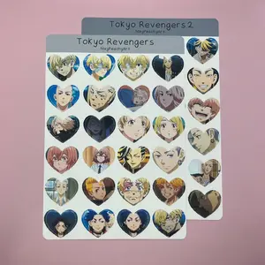 Tkyo Rvengers Anime Heart Sticker Sheet
