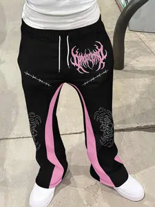 Men's Loose Fit Flare Leg Pants, Casual Streetwear Joggers, Vintage Hip Hop Long Trousers, 3D Print Design, Sporty Fashion, Workout Casual Baggy, Casual Sports Trousers