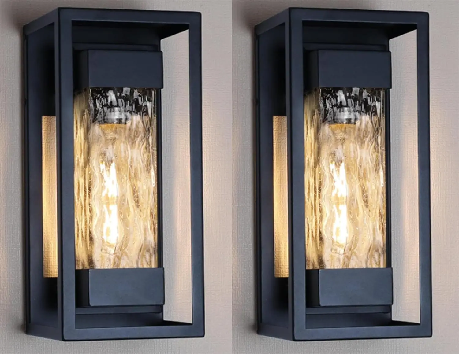 Modern Outdoor Light Fixture, Exterior Wall Sconce Waterproof Porch Light, Outside Lamp for House with Water Glass for Garage Doorway
