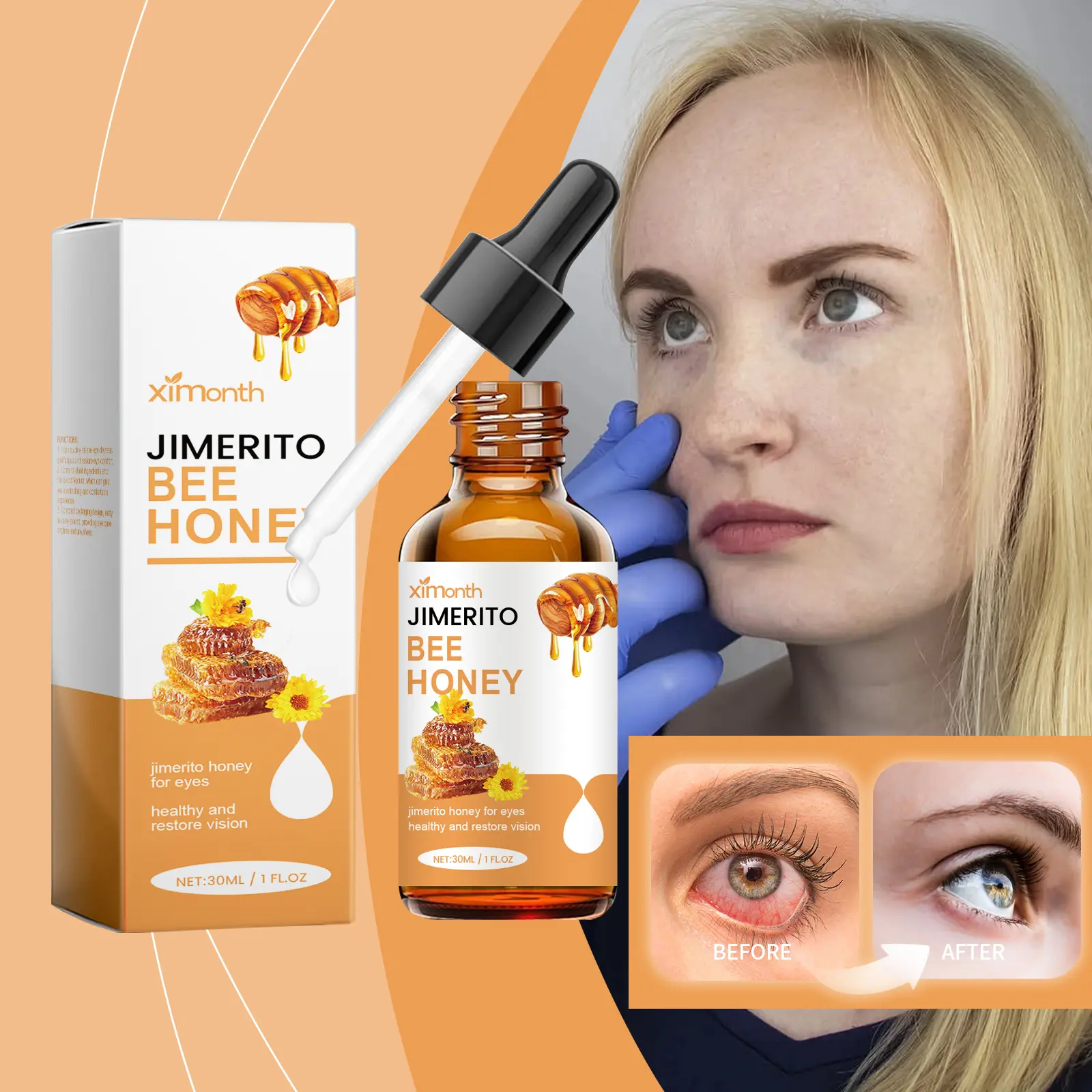 (Buy 1 Get 1 Free) Organic Honey Propolis Eyedrop, Soothing Tears Eye Solution for Dryness Relief (Beauty & Personal Care Eye Treatment), Storage, Restore