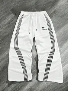 Men's Loose-Fit Star Print Drawstring Waist Knit Pants, Activewear Sporty Casual Streetwear Joggers, Versatile Food Fashion Trend, Comfortable Everyday Wear