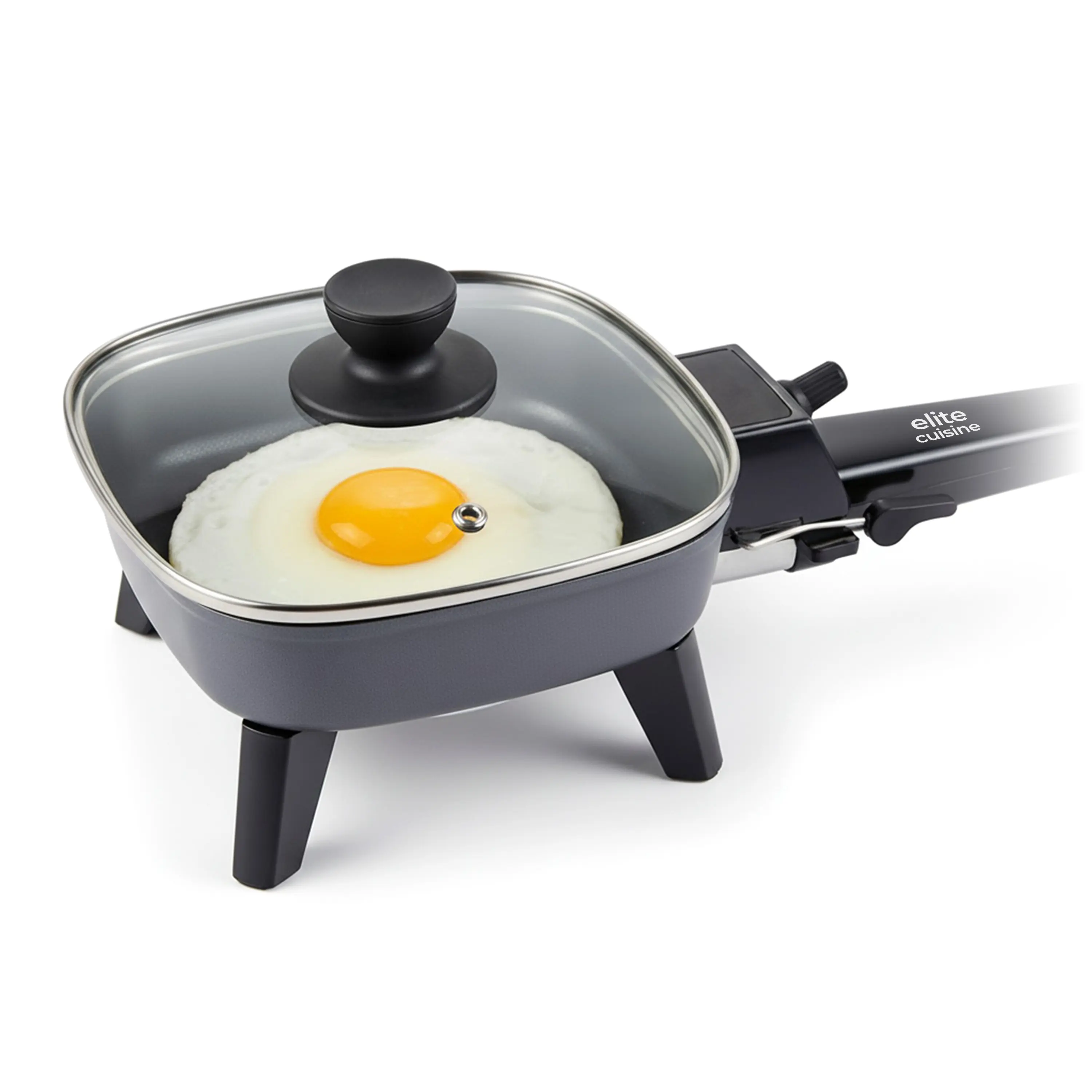 Elite Cuisine EFSL1000 7” Portable Electric Skillet, Removable Handle