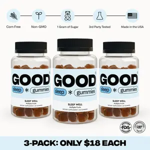 3-PACK: Good Gummies Sleep Well - Melatonin,Vitamin B6, Passiflora Extract, Gelatin-Free, Gluten-Free, Vegan & Non-GMO for Better Sleep