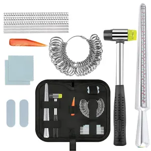 Portable Complete Ring Sizing Tool Kit - All-in-One Jewelry Making Set with Mandrel, Hammer & Case
