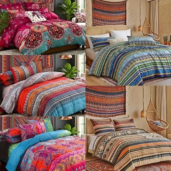 2/3pcs Bohemian Pattern Comforter Set Twin Queen And King Size Bedding Soft Microfiber Lightweight Bedding Set, Perfect for All Seasons, Good Idea for Christmas And New Year