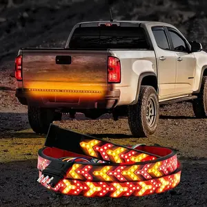 60-Inch LED Tailgate Lights, Fishbone Shaped LED Tailgate Light Bar | IP67 Waterproof, Red & Amber Bright Turn Signal Running Lamp | LED Strip Lights Bar for Pickup Trailer SUV RV, Universal Car Accessories