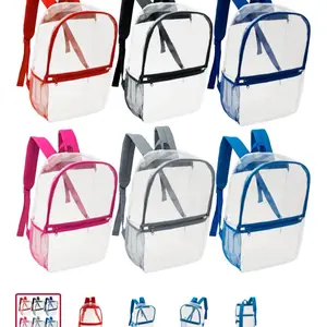 Clear Backpack for School with Easy Grip Handle Front Zipper Pocket Large Main Compartment Adjustable Backstraps Clear PVC Material for Kids Teens  Size 17” x 12” x 5.5”