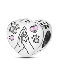 Cute Paw & Heart Design Charm, Heart Cross Charm, Fashionable Jewelry Accessories for Women & Girls, DIY Jewelry Making Supplies for Bracelet & Necklace, Stylish Playful Charm