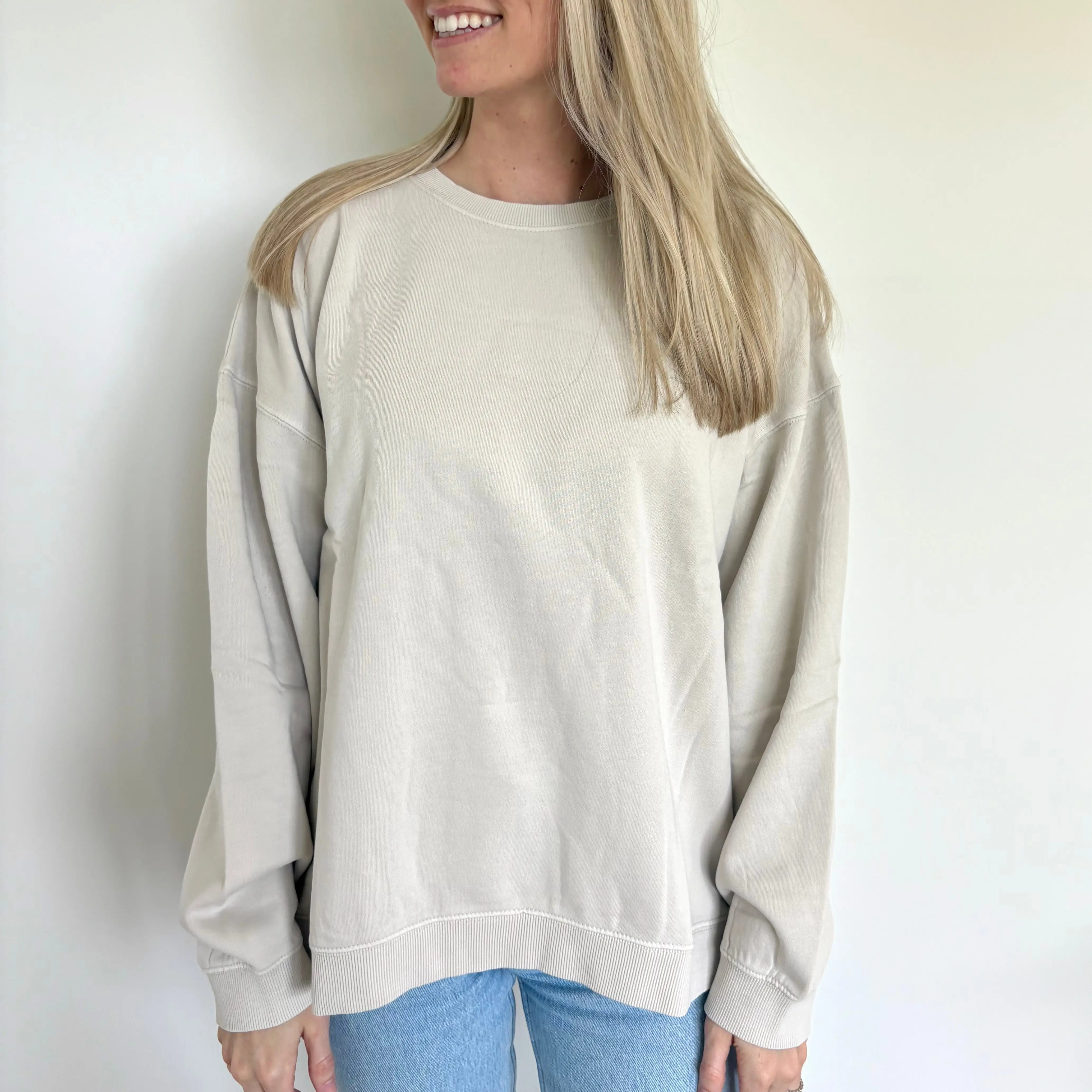 Bone Oversized Boxy Crew