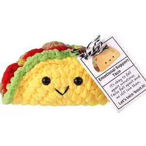 Handmade Knitted Ready Stock Adorable Art Deco Design Emotional Support Taco Doll with Charming Burrito Ornament