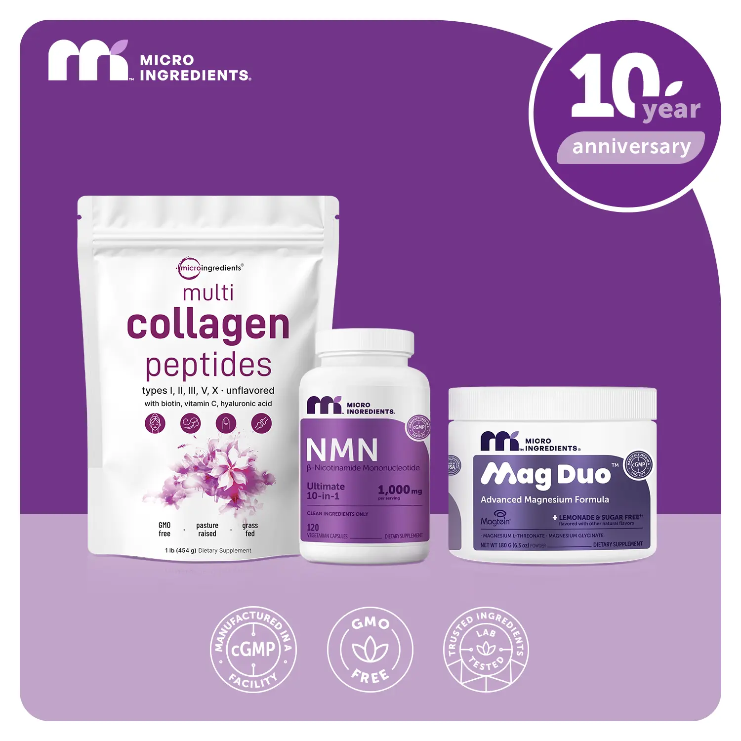 Sleep & Beauty Renewal Trio: NMN Complex, Mag Duo & Collagen Powder