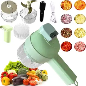 4 in 1 Vegetable Chopper: Cordless Mini Chopper, Food Dicer, garlic mincer & garlic chopper - Versatile Vegetable Slicer, Dicer, grape cutter