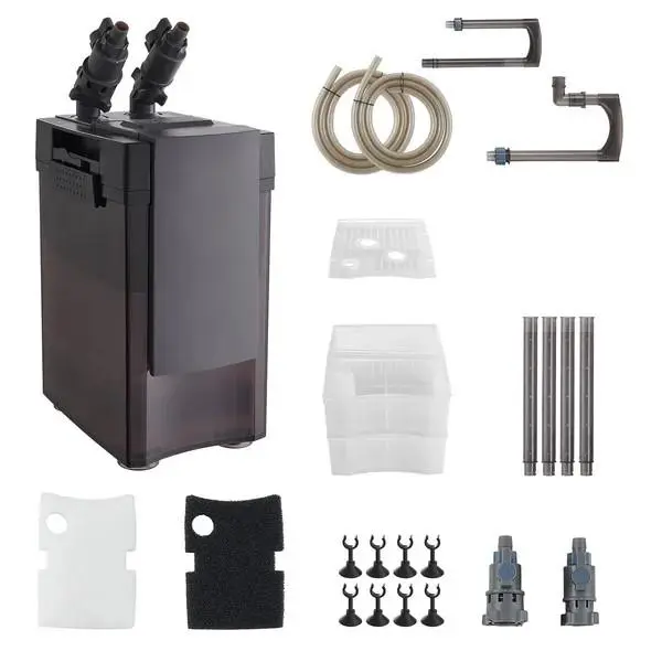 264GPH Canister Filter, 2-Stage External Aquarium Filter with Powerful Pump, Quite Water Circulation Cleaning Machine with Media for Fish Tanks and Aquariums Up to 75 Gallons, for Freshwater