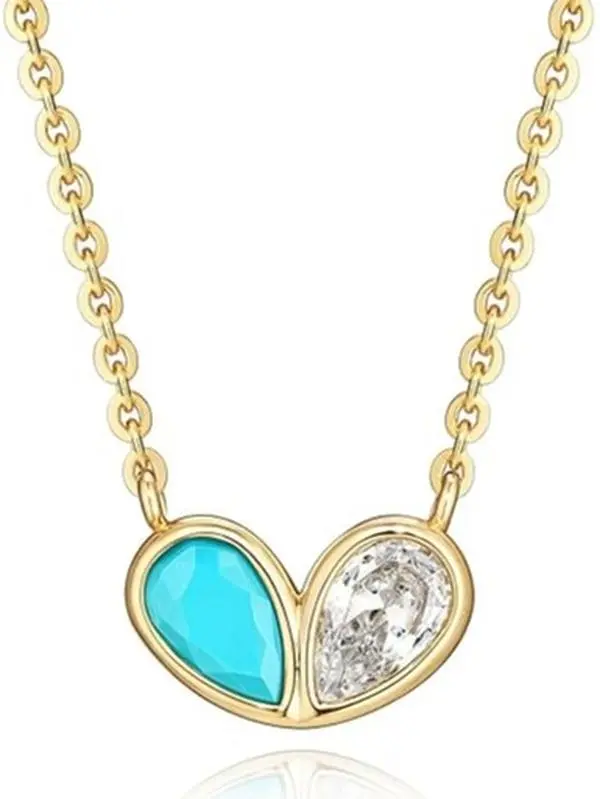 Fettero Women's Gold-Plated Dainty Minimalist Cubic Zirconia Crystal Hearts Pendant Necklace - Handmade Bling Jewelry with Lobster Clasp, Party Wear Birthday Gift for Women