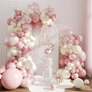 Dusty Pink Balloon Arch Kit,Double Stuffed Pearl White Balloon Garland Kit for Wedding Birthday Baby Shower Gender Reveal Bridal Engagements Decorations