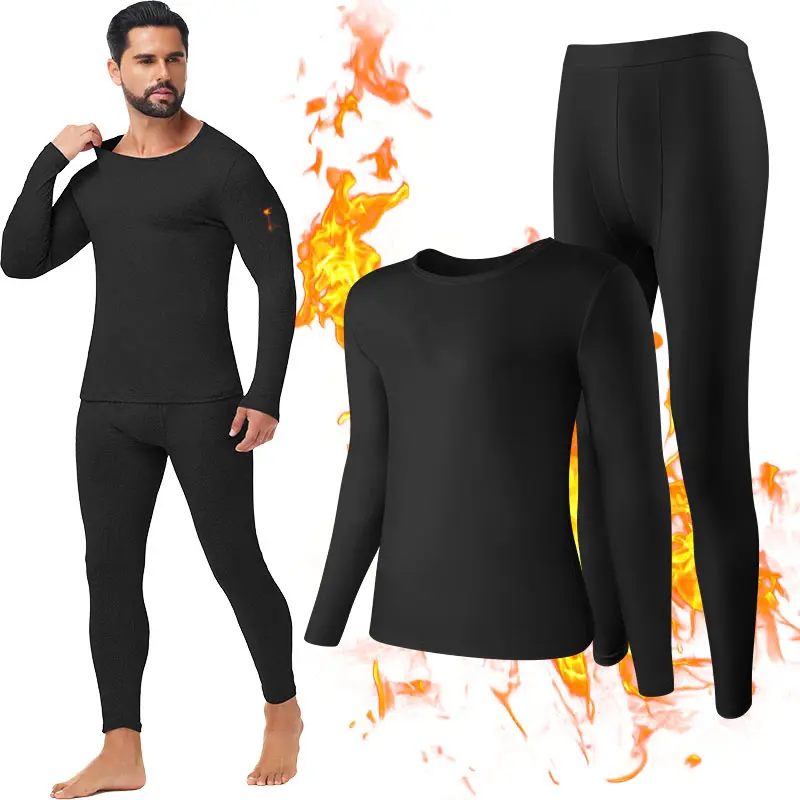 cattibor Men's Thermal Underwear Set, Soft Athletic Long Sleeve Base Layer, 2-Piece Top and Pants for Outdoor Use and Sleepwear, Thermal Menswear, Undergarments, Indoor Wear