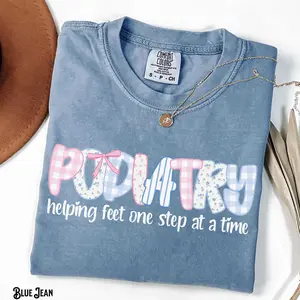 Podiatry T-Shirt, Podiatrist Nurse Gift, Retro Foot Doctor Tee,  One Step at a Time, Office Team Crew Top