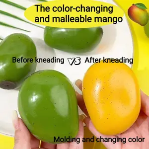 1/2 pieces of color-changing mango squeezable toy, Moldable stress reliever, a color-changing fruit slow-bouncing fluid ball for stress relief, suitable as a holiday or birthday gift for friends, a stress relief gadget