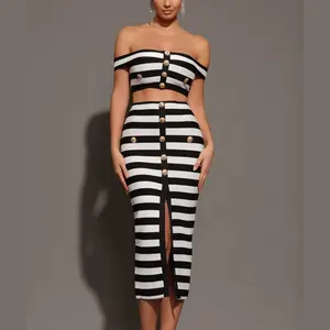 Aspen - Two-Piece Striped Bandage Set