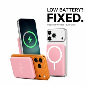 Podoru 5000mAh Magnetic Power Bank, 15W MagSafe-Compatible Wireless Charger for iPhone 17/16/15/14/13/12, 20W USB-C Fast Charging Ultra Slim Compact Battery Pack for Mobile Smartphone Devices, Works with Magnetic Case & Cable Accessories