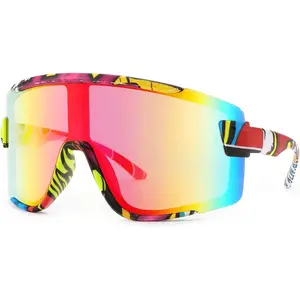 Karsaer Vision Big Shield Wraparound Sunglasses Rave for Men Women Neon Sun Visor Glasses Cycling Ski Shades 80s 90s K5019