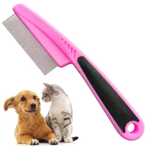 Flea Comb 1Pcs with High Strength Teeth Pet Tear Stain Remover Combs, Pet Dog Cat Grooming Comb Set Effective Float Hair Remover(Pink)