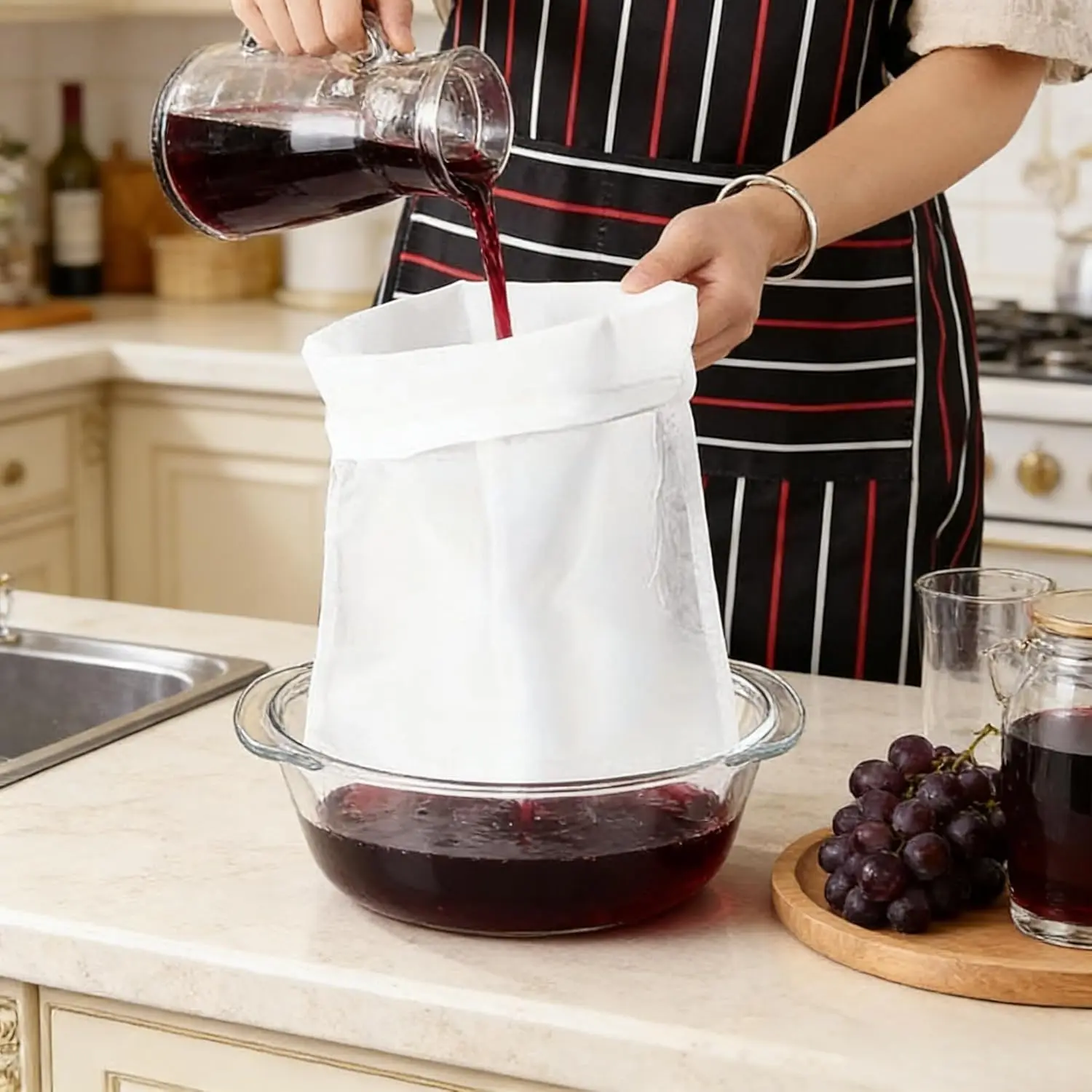 Ultra-fine Reusable Cheesecloth Bag, Filter Cloth for Soymilk, Juice & Wine Dregs, Tea Making Tool, Kitchen Gadgets for Precise Filtration and Squeezing