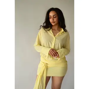 Lemon Sheer Wrap Mini Skirt Set