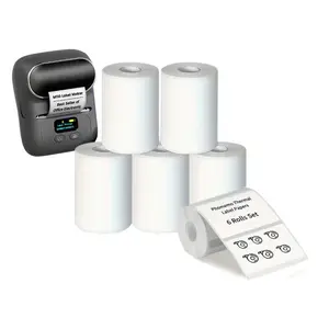 Thermal Label Paper, 6 Rolls Thermal Adhesive Label Paper, Suitable for Barcode/Address/Shipping Fee/Sign/Commercial/Home Labels, Thermal Printing Labels