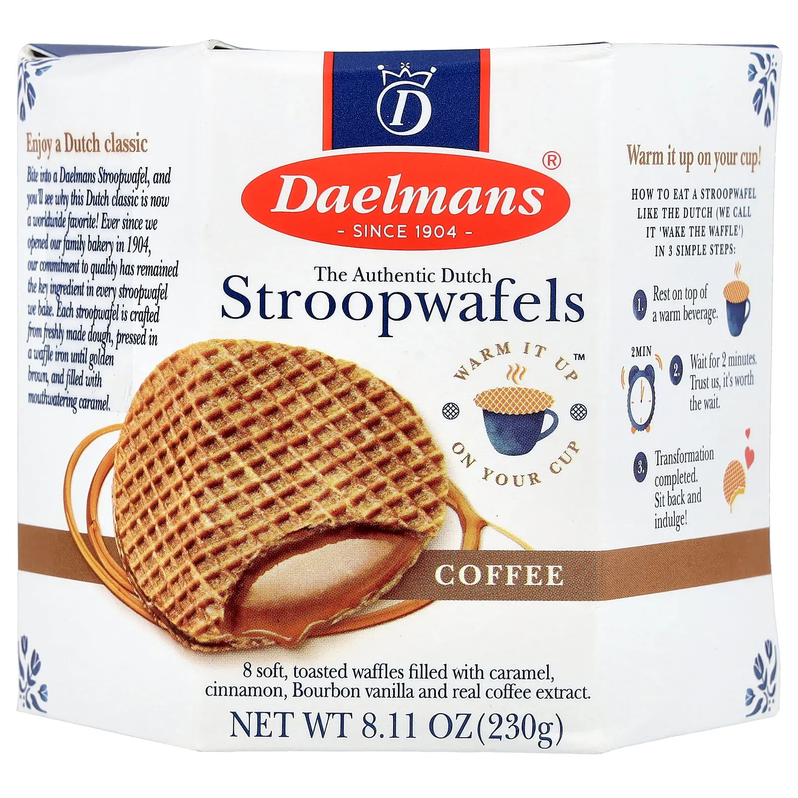 Daelmans Stroopwafels, Coffee, 8 Waffles, 8.11 oz (230 g)