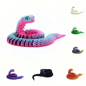 3D Printed Snake Model with Realistic Eyes, Gradient Rainbow Colors, Multi-Color Options, Office Home Decor, Holiday Gift, Birthday Present, Articulating Animal Figurines