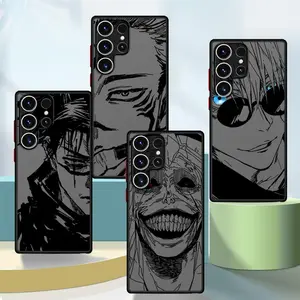 Jujutsu Kaisen Manga Phone Case  Matte Black Shockproof Protective Cover with Red Buttons for Samsung Galaxy S26 S25 S24 S23 S22 S21 FE plus ultra