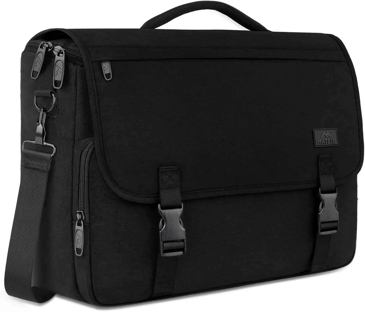 Men's Casual Plain Messenger Bag, Water-Resistant Cross-Body Satchel with 15.6-Inch Laptop Compartment, Anti-Theft Buckle & Zip Pockets for Work/Travel, Adjustable Strap Bag