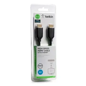 212 MAIN 2m High-Speed Male-Male HDMI Cable with Built-In Ethernet, Black & Gold, Audio & Video Accessory