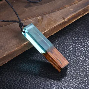 Resin Wood Pendant Necklace