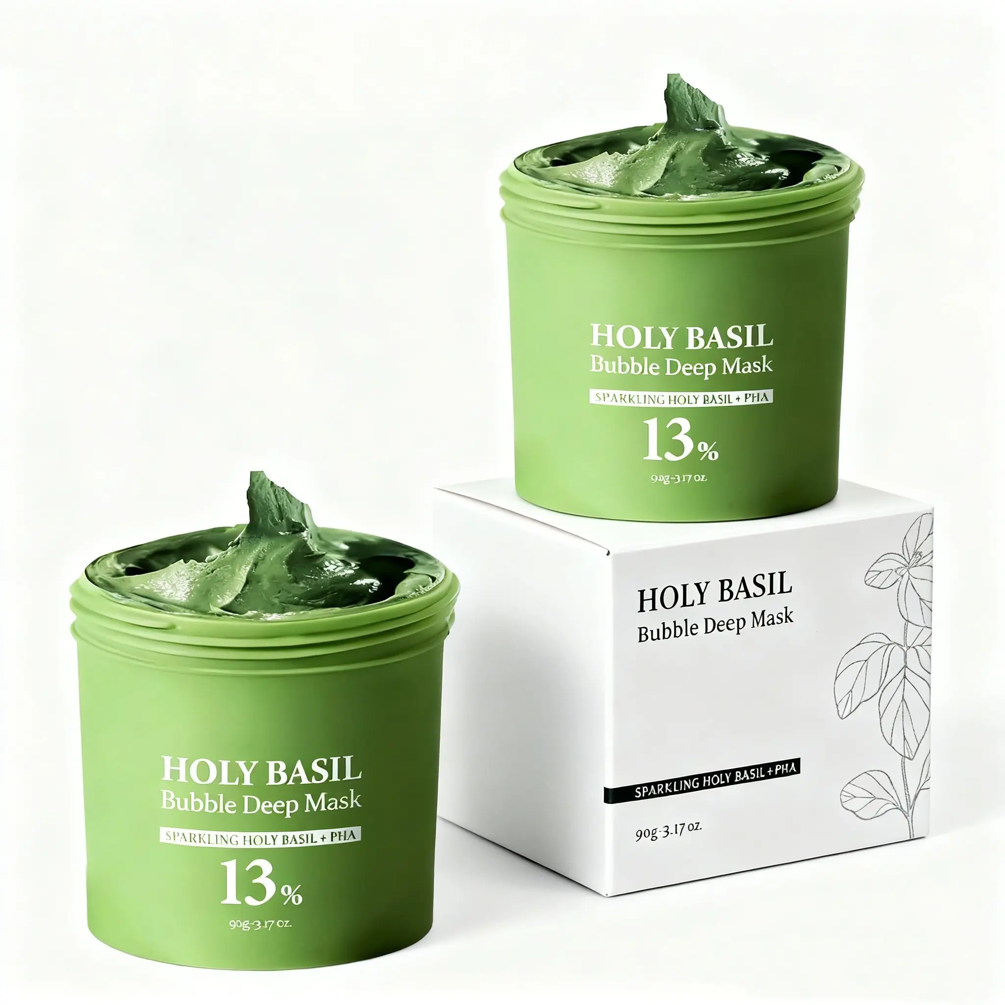 LANYAN Holy Basil Bubble Deep Clay Face Mask, 13% Vegan Clay-to-Bubble Wash-Off, Pore Cleansing, Blackhead Removal, Moisturizer, Hydrate, All Skin Types, 90g, Unisex, Clay Paste