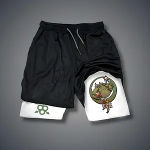 Warhammer 40,000 Game 80s 90s Double-Layer Sports Shorts Graphic Shorts Black Camo Streetwear Shorts Men Outfits Men Vacation Outfits Shorts