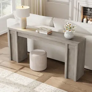 70.9" I x 11.8" d Entryway Table, 1.9" Thick Top (Supports 350 Lb),  Gray Wooden Farmhouse Console Table - Sturdy Entryway Table for Living Room, Dining Room, Sofa Behind Couch, Ideal for Hallway, Foyer, or Home Decor