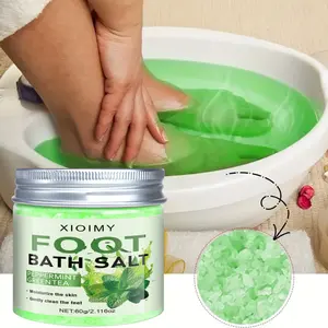 60g Natural Sea Salt Foot Bath Salts Peppermint Infused, Deep Cleansing for Dry Cracked Feet, Perfect Summer Gift After Exercise, Foot Care Product