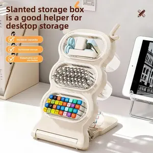 Desktop diagonal plug-in storage box Multifunctional pen holder storage Stationery water pen holder Cosmetics lipstick storage box