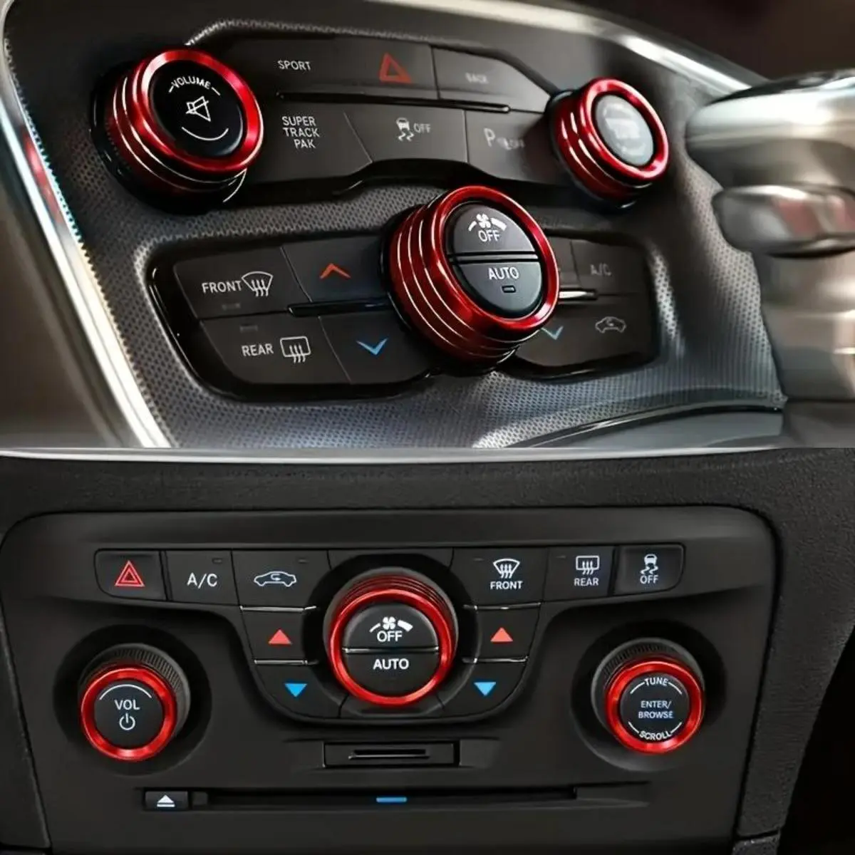 Dodge Challenger Seamless 3-Piece Fit Metal Trim Upgrade, Sporty Red Adhesive Car Decals, Aesthetic Car Accessory for Instant Sport Vibe Interior Decor