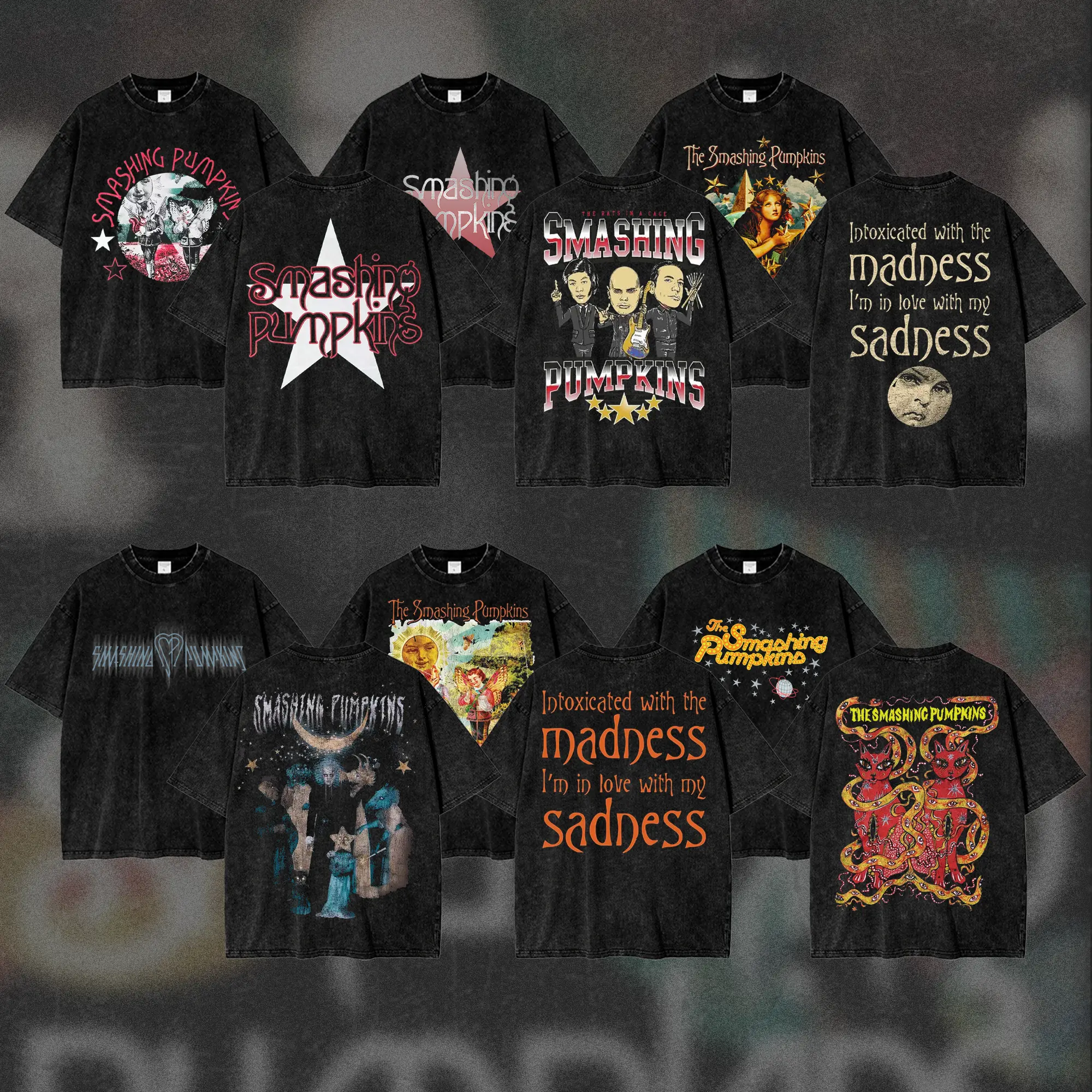 [COLLECTION] The Smashing Pumpkins Band Washed T-Shirt, Double-Sided 90s Alternative Rock Graphic Tee, Dreamy Grunge Men's Short Sleeve T-Shirt, Distressed Psychedelic Vintage Merch, Gift for Smashing Pumpkins Fans, Rock & Grunge Lovers, Men & Women